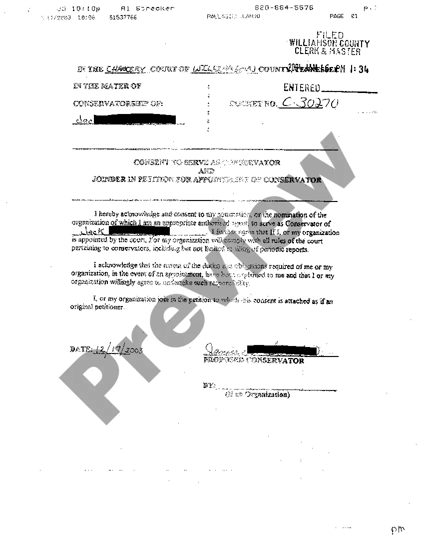 Preview A02 Consent To Conserve As Conservator And Joiner