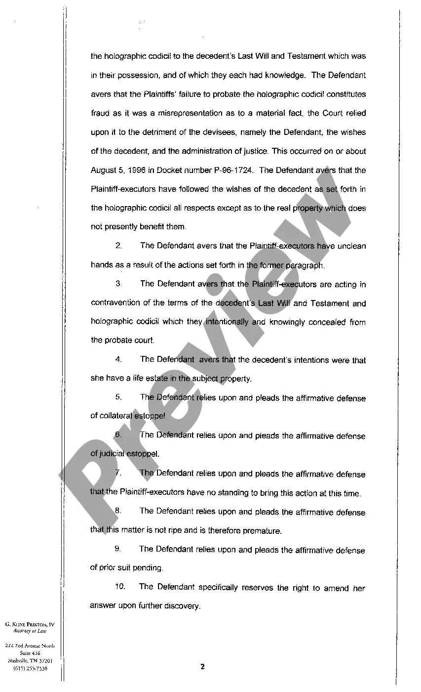 Preview A03 Codicil To The Last Will And Testament - Will Changes or Amendments