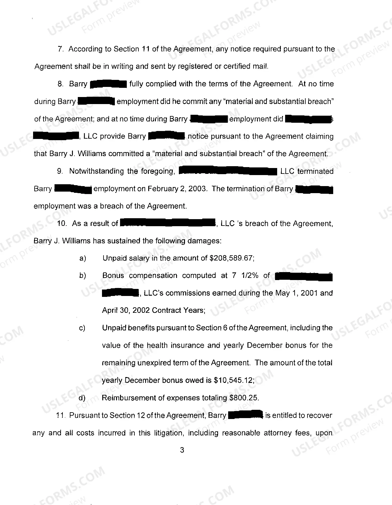 Preview A01 Complaint regarding Employment Contract and Failure to Pay Compensation as Agreed