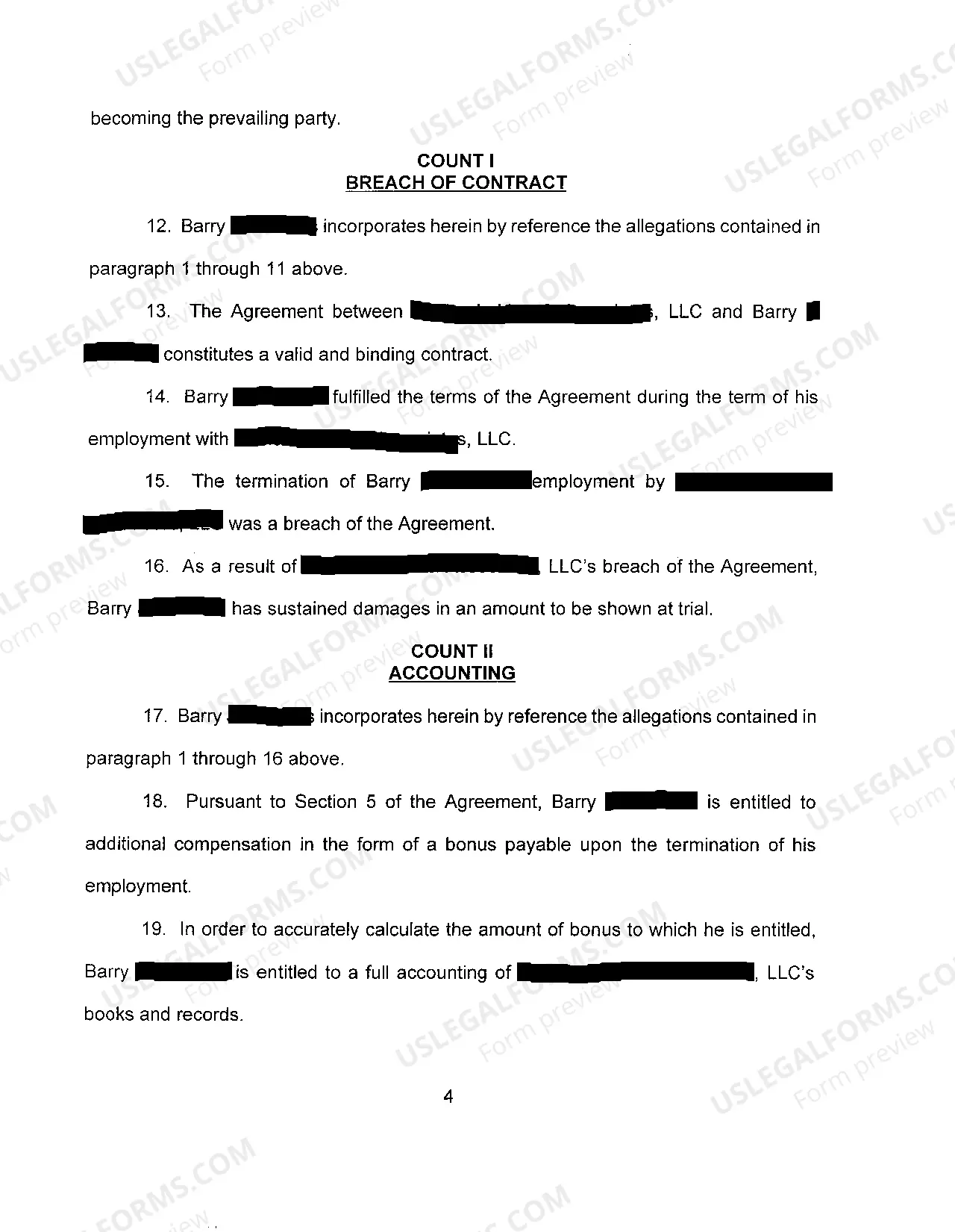 Preview A01 Complaint regarding Employment Contract and Failure to Pay Compensation as Agreed