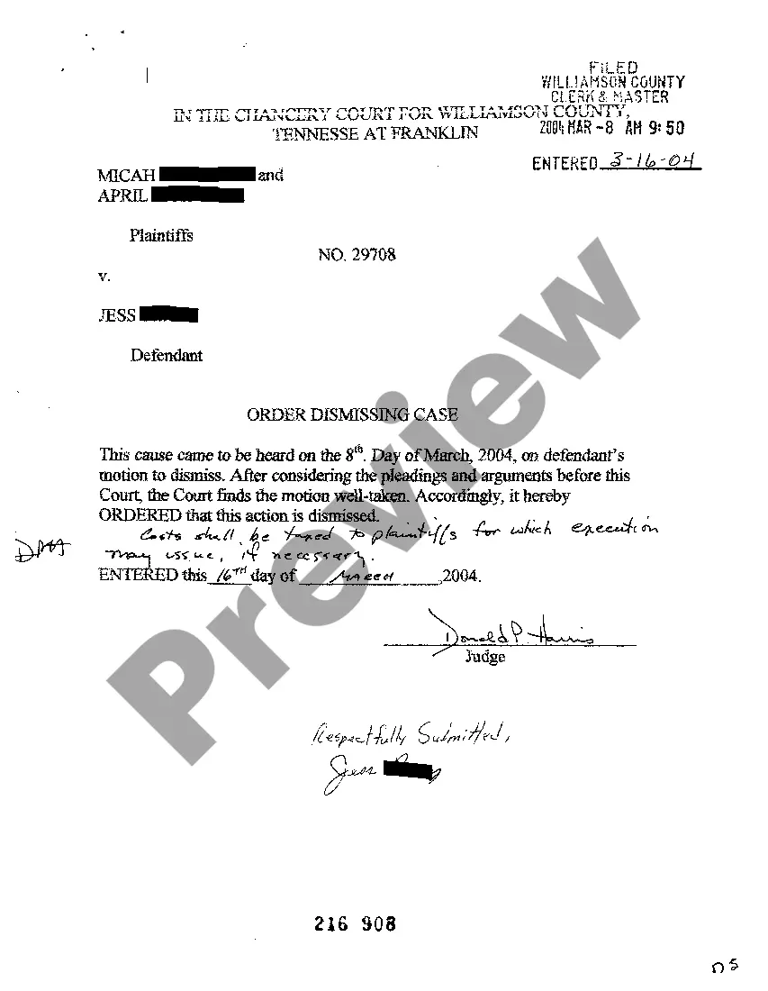 Preview A04 Motion To Dismiss For Failure to Prosecute