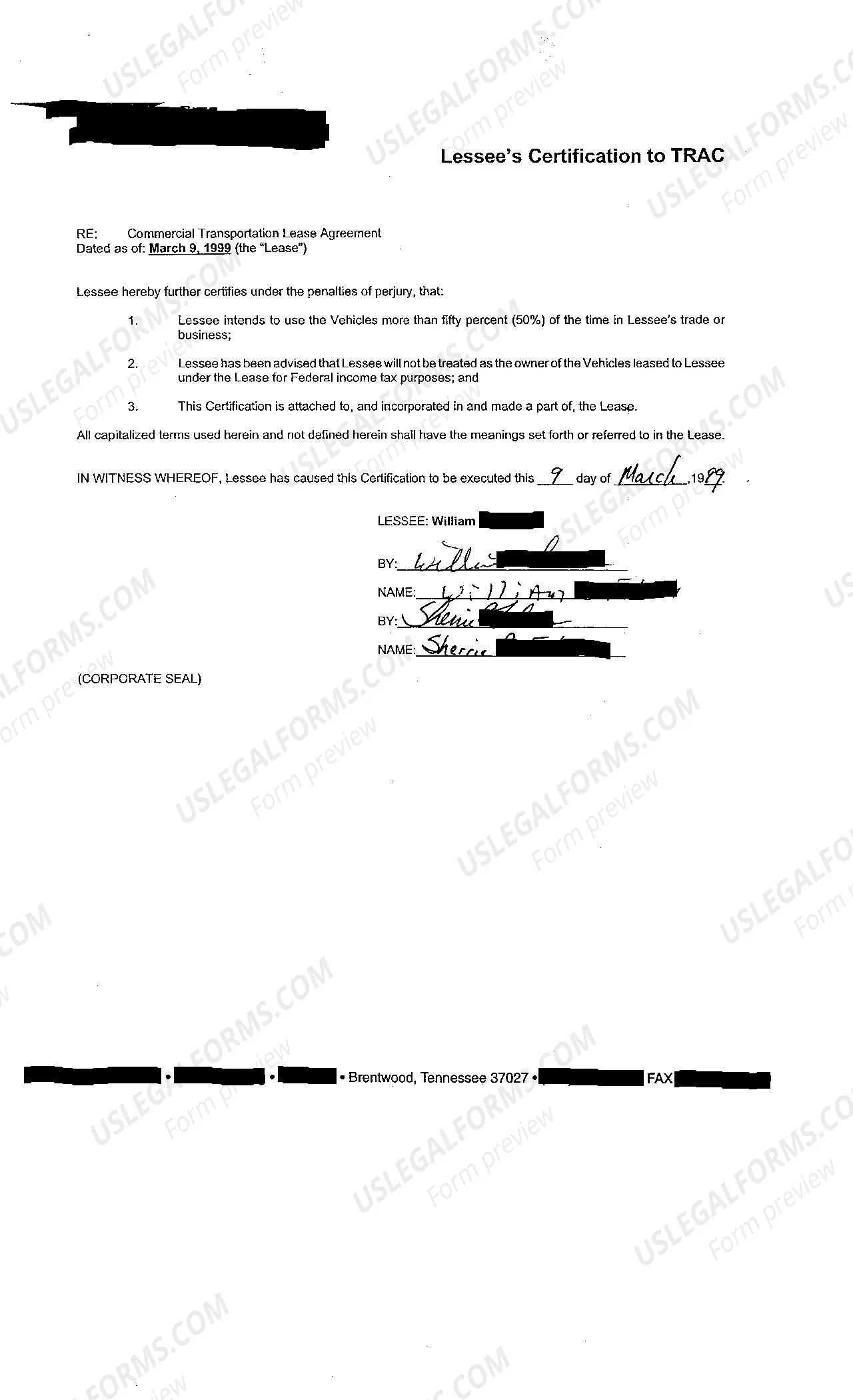 Preview A02 Exhibit A - Commercial Transportation Lease Agreement