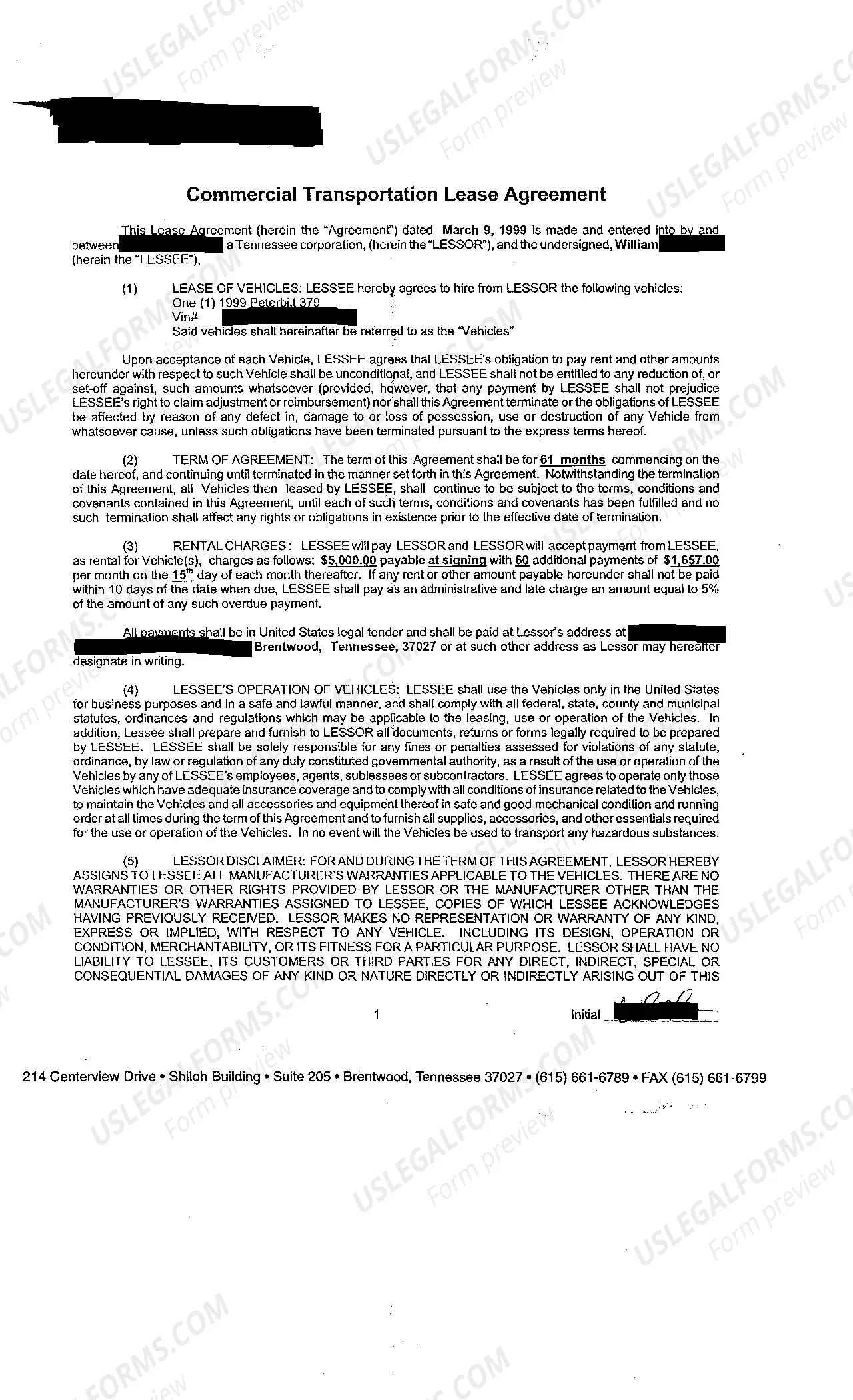 Preview A02 Exhibit A - Commercial Transportation Lease Agreement