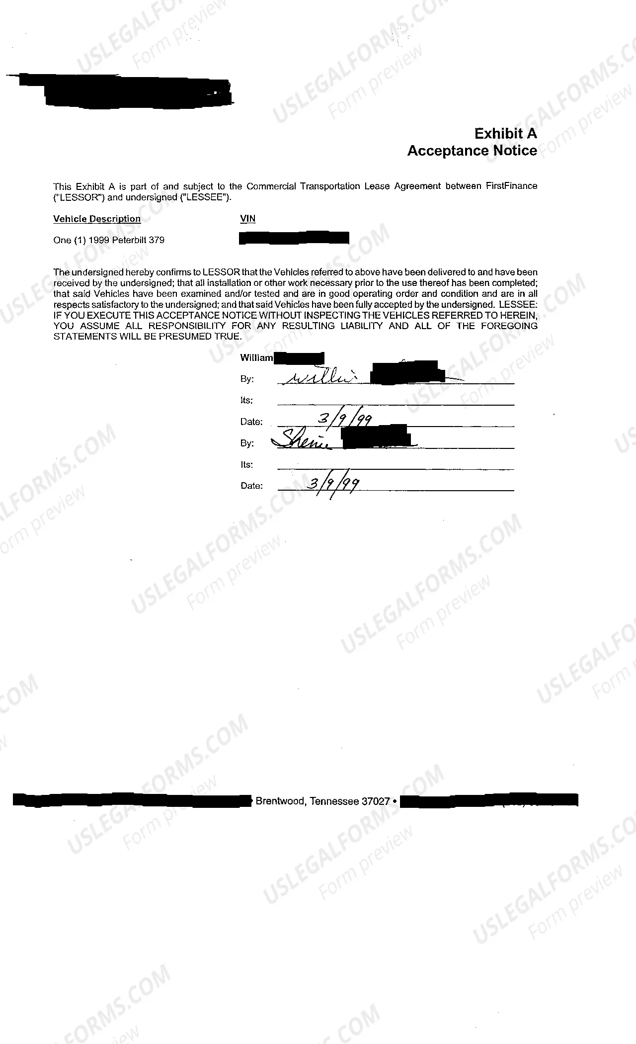 Preview A02 Exhibit A - Commercial Transportation Lease Agreement