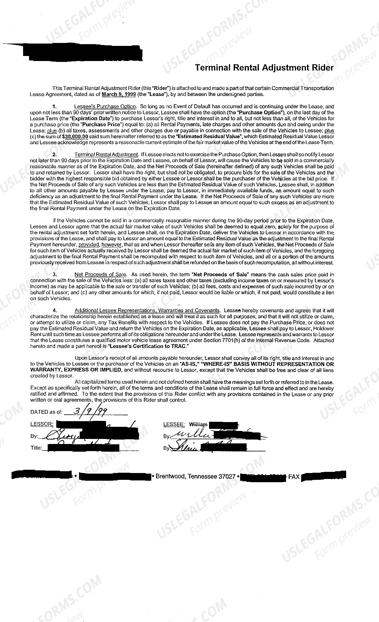 Preview A02 Exhibit A - Commercial Transportation Lease Agreement