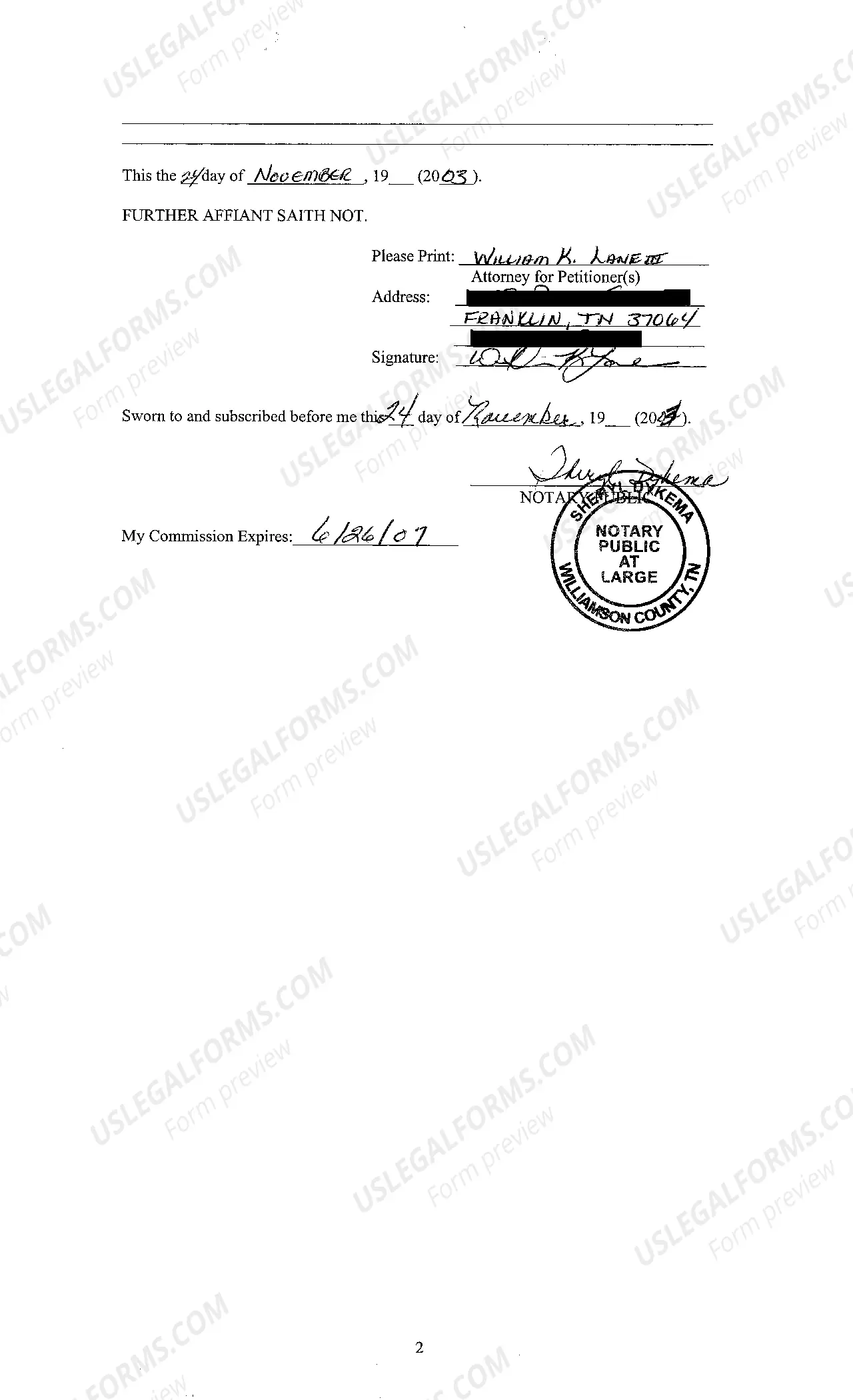 Preview A03 Attorney Fee Disclosure
