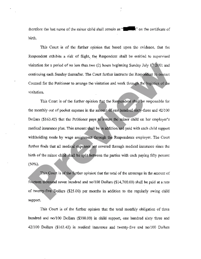 Preview A05 Order regarding natural father and outstanding child support