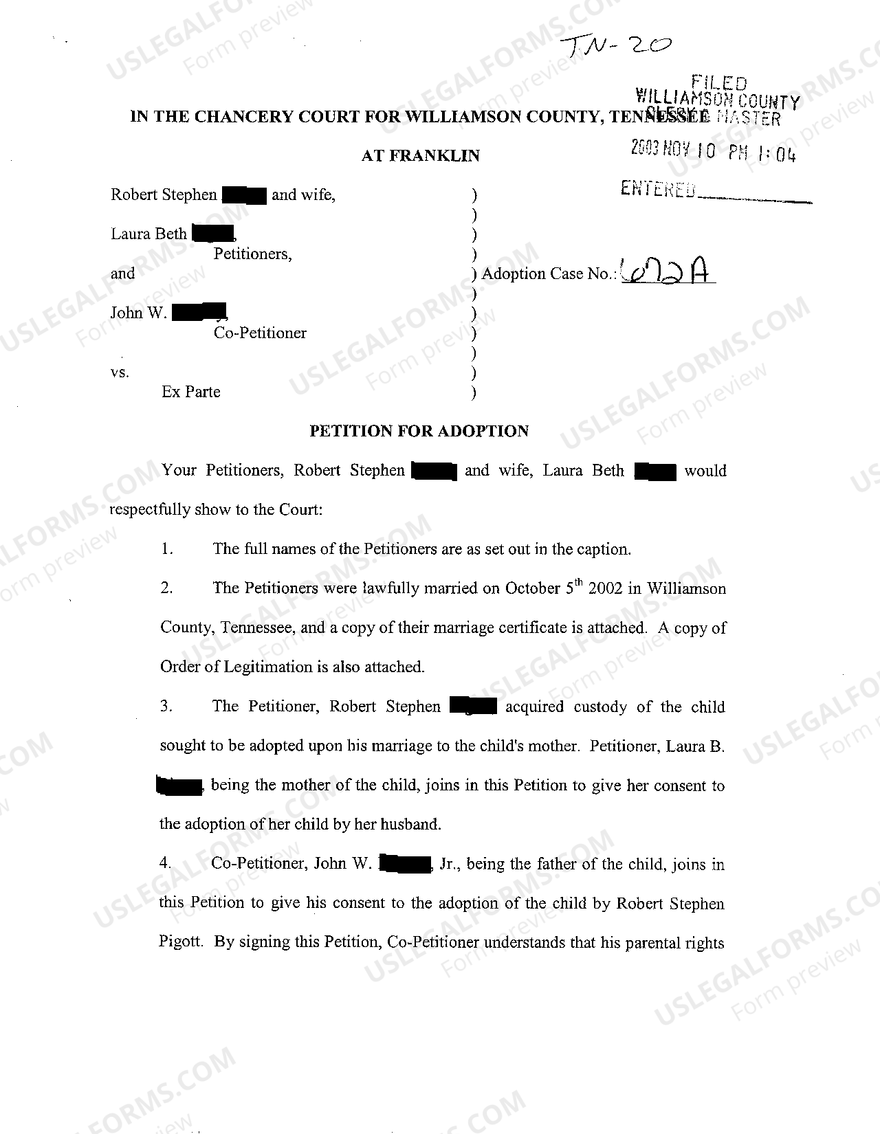 Tennessee Petition For Adoption Tennessee Adoption Photolisting US Legal Forms
