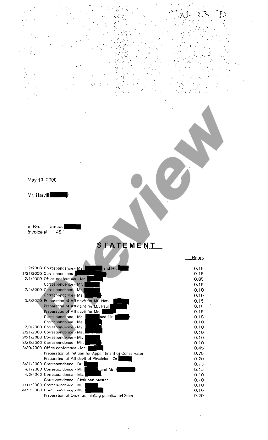 Tennessee Statement of Fees of Attorney and Guardian Ad Litem Guardian Ad Litem Tennessee US