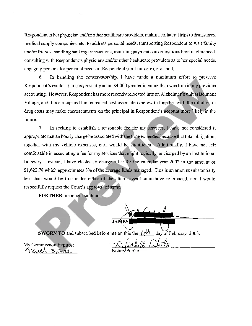 Preview A10 Conservator Affidavit with Accounting