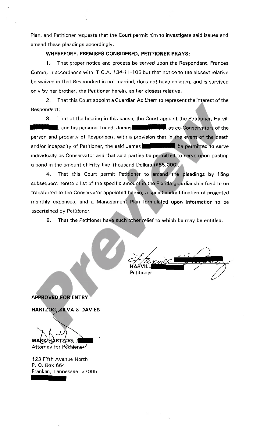 Get A01 Petition For Appointment of Conservator for Elderly Individual Preview A01 Petition For Appointment of Conservator for Elderly Individual