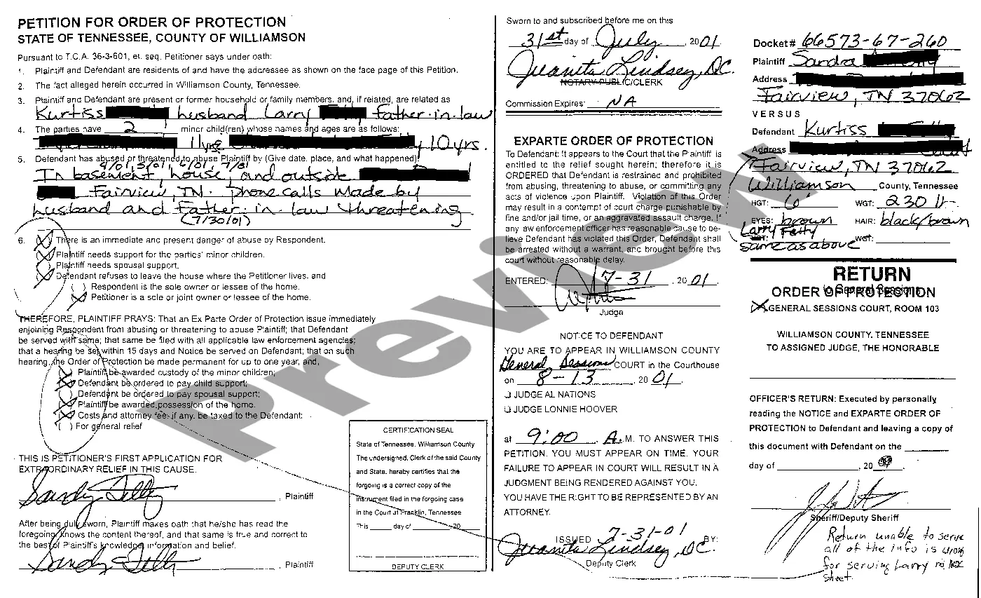 Preview A09 Petition for Order of Protection