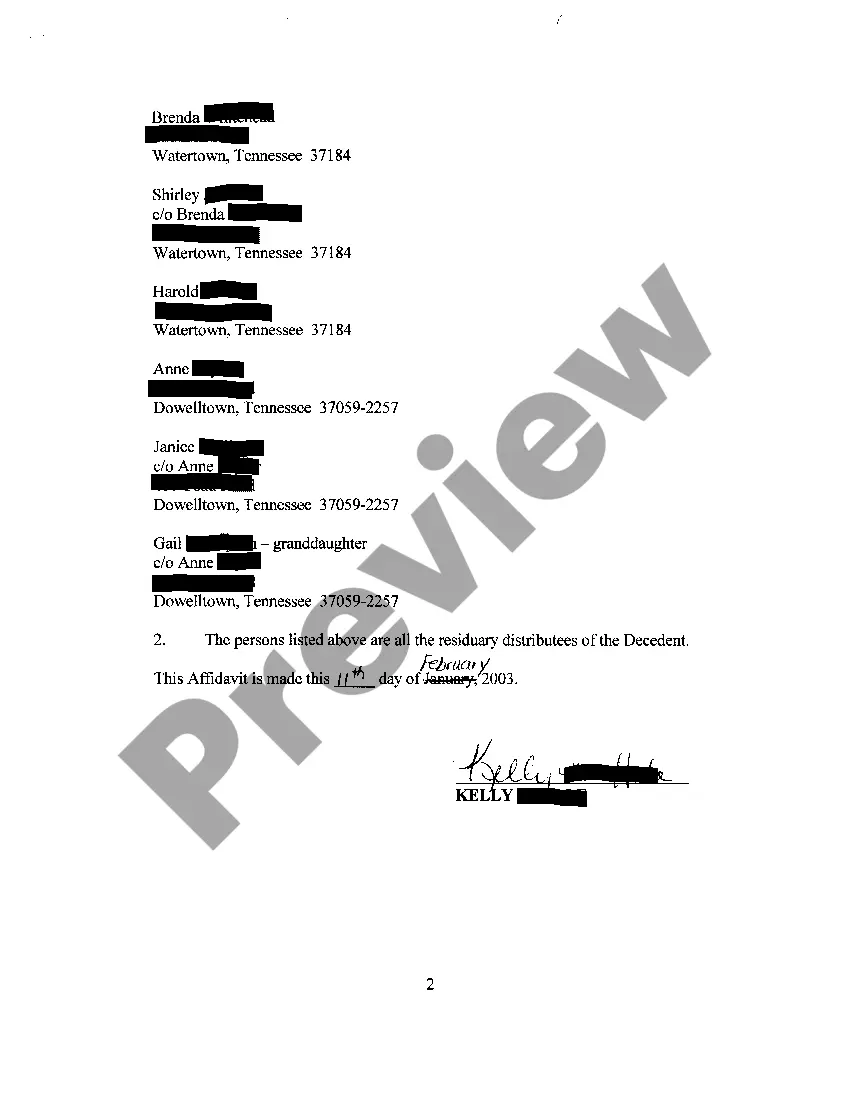 Preview A02 Affidavit Regarding Notice To Beneficiaries of Decedent's Estate