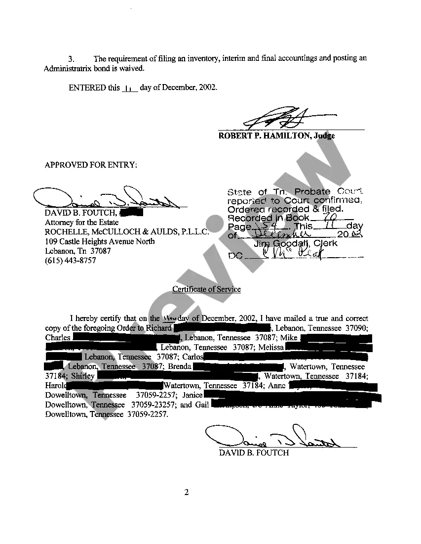 Preview A03 Order For Intestate Administration