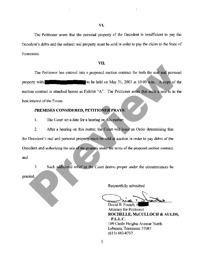 Preview A06 Petition To Sell Real Property of Deceased