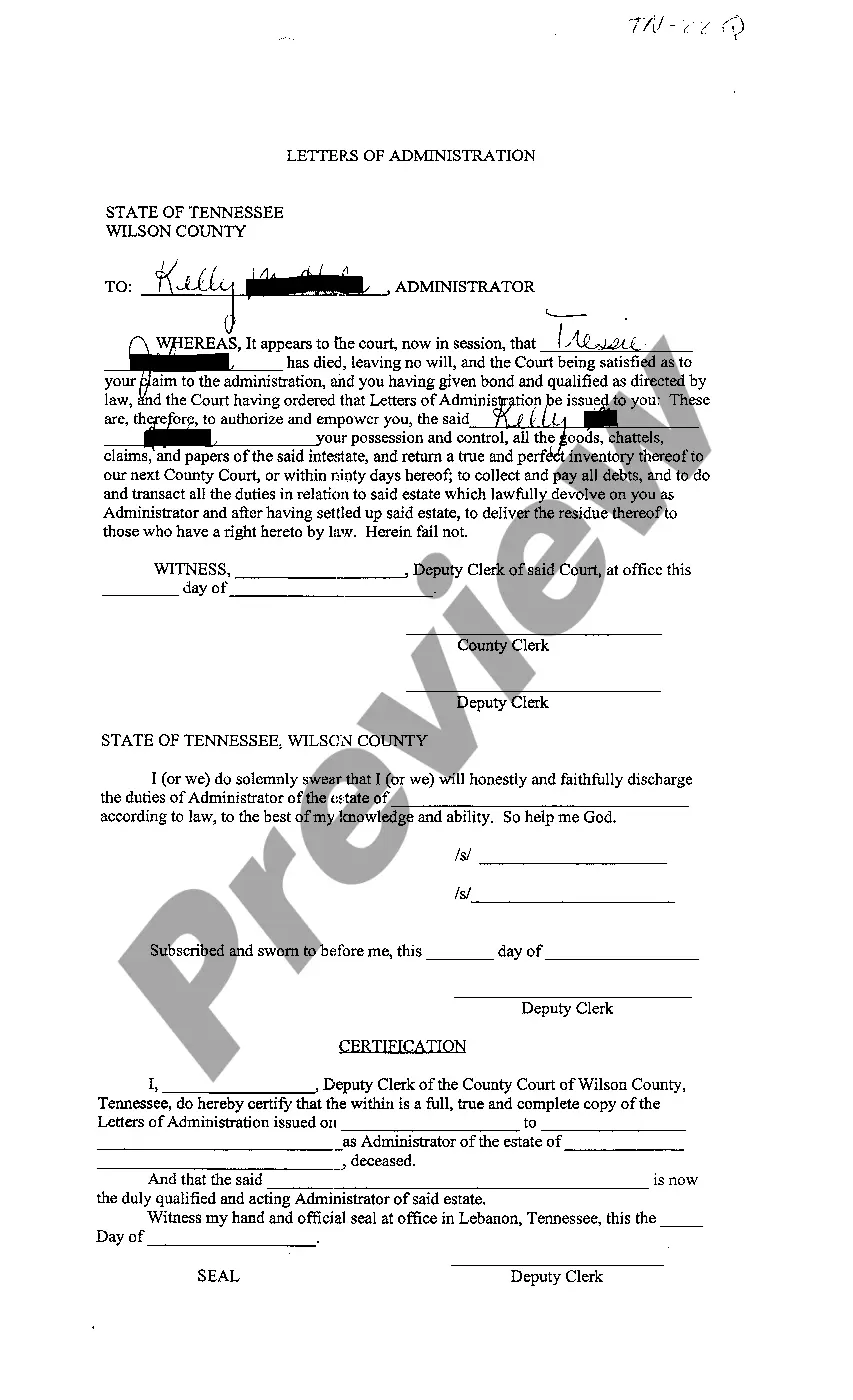 Preview A18 Letters of Administration