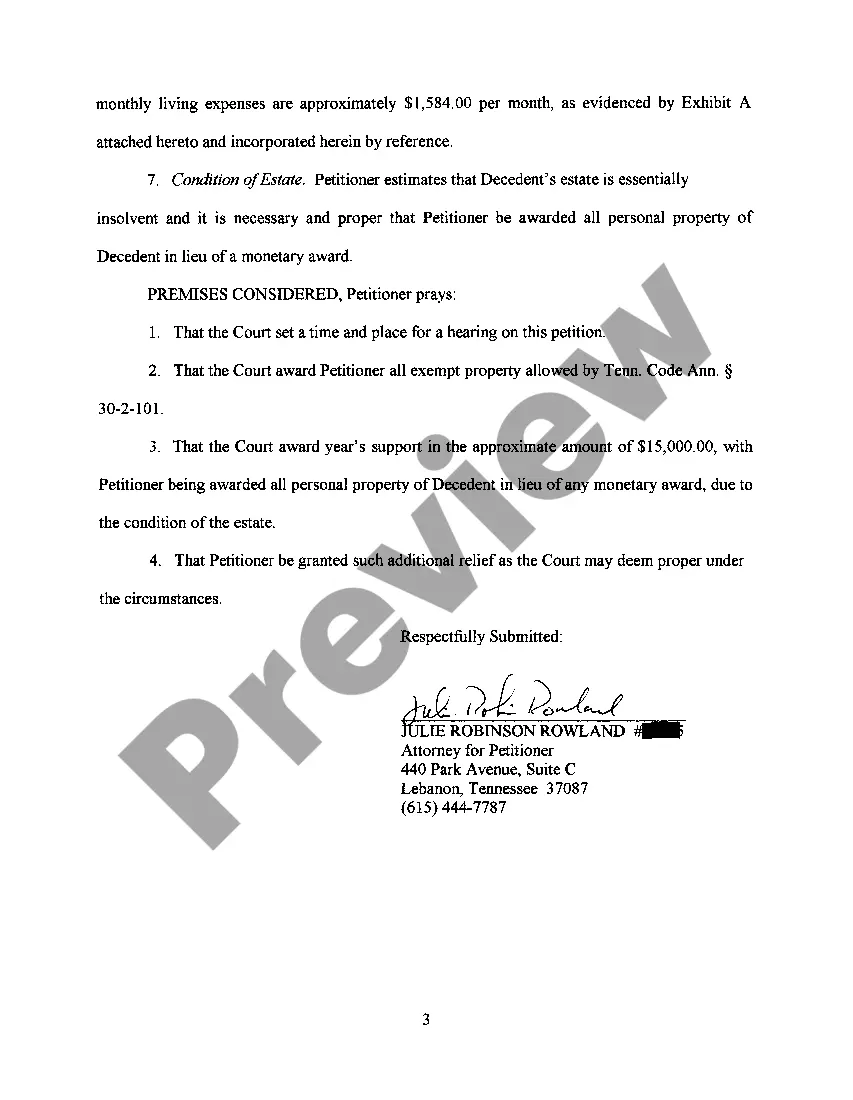 Preview A04 Petition For Specific Property And For Support