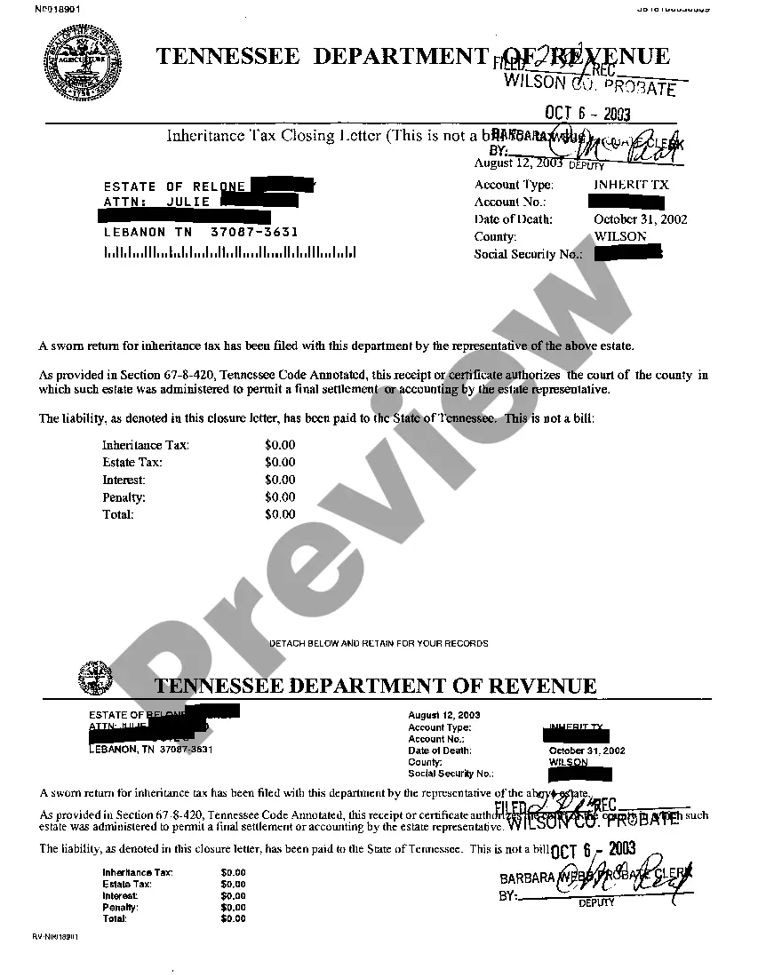 Preview A10 Statement In Lieu of Final Accounting