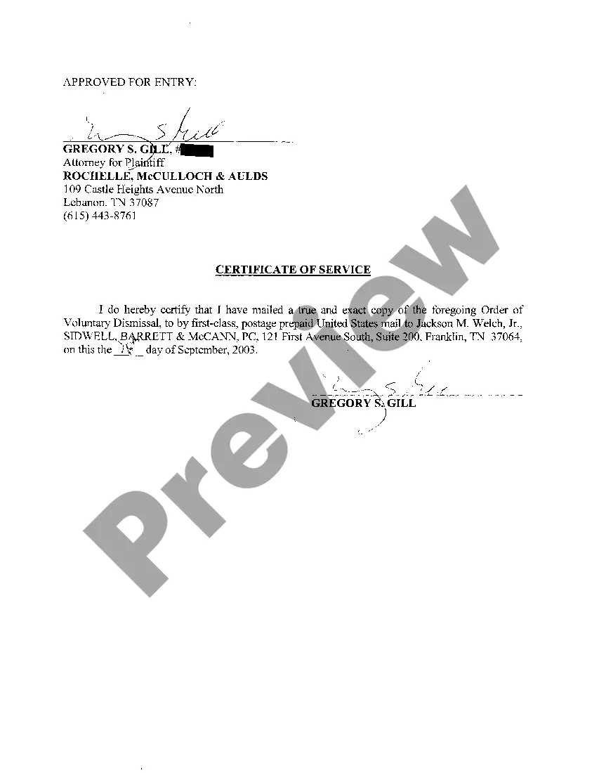 Get A06 Order of Voluntary Dismissal Preview A06 Order of Voluntary Dismissal