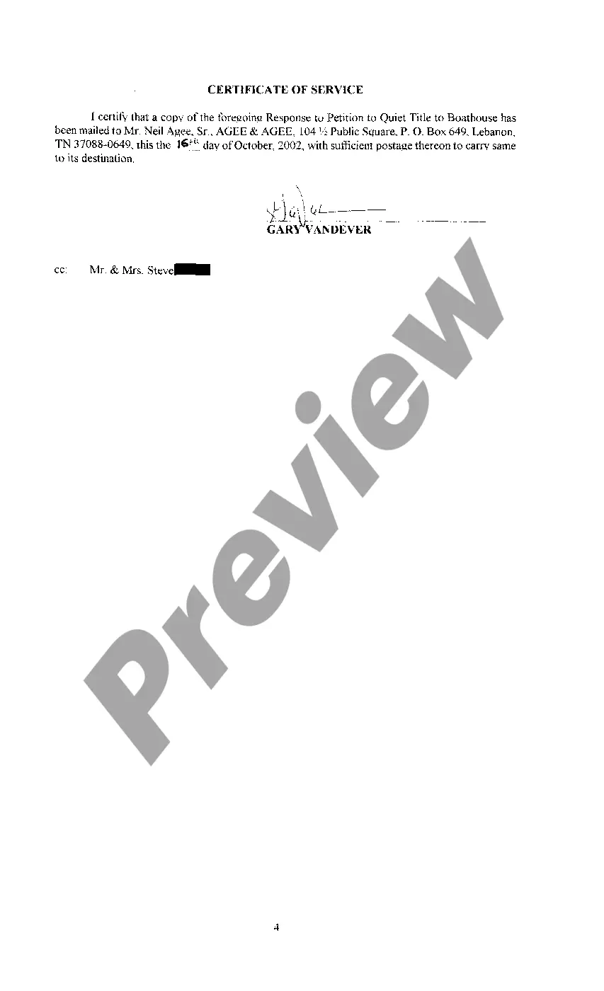 Get A02 Response To Petition To Quiet Title To Boat House Preview A02 Response To Petition To Quiet Title To Boat House