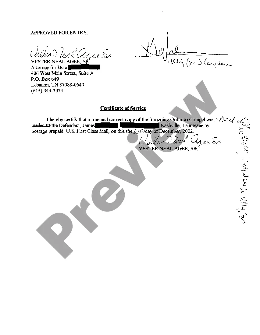 Preview A05 Order To Compel Answers to Interrogatories