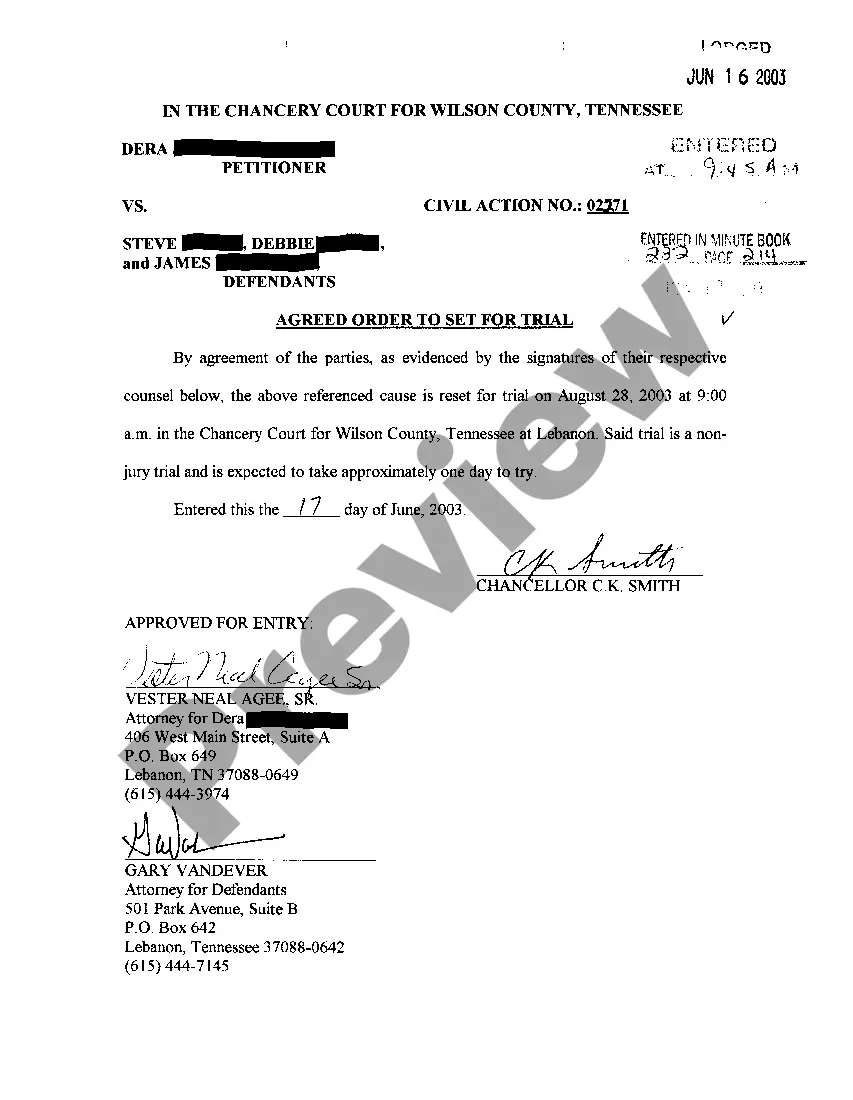 Preview A06 Agreed Order To Set For Trial