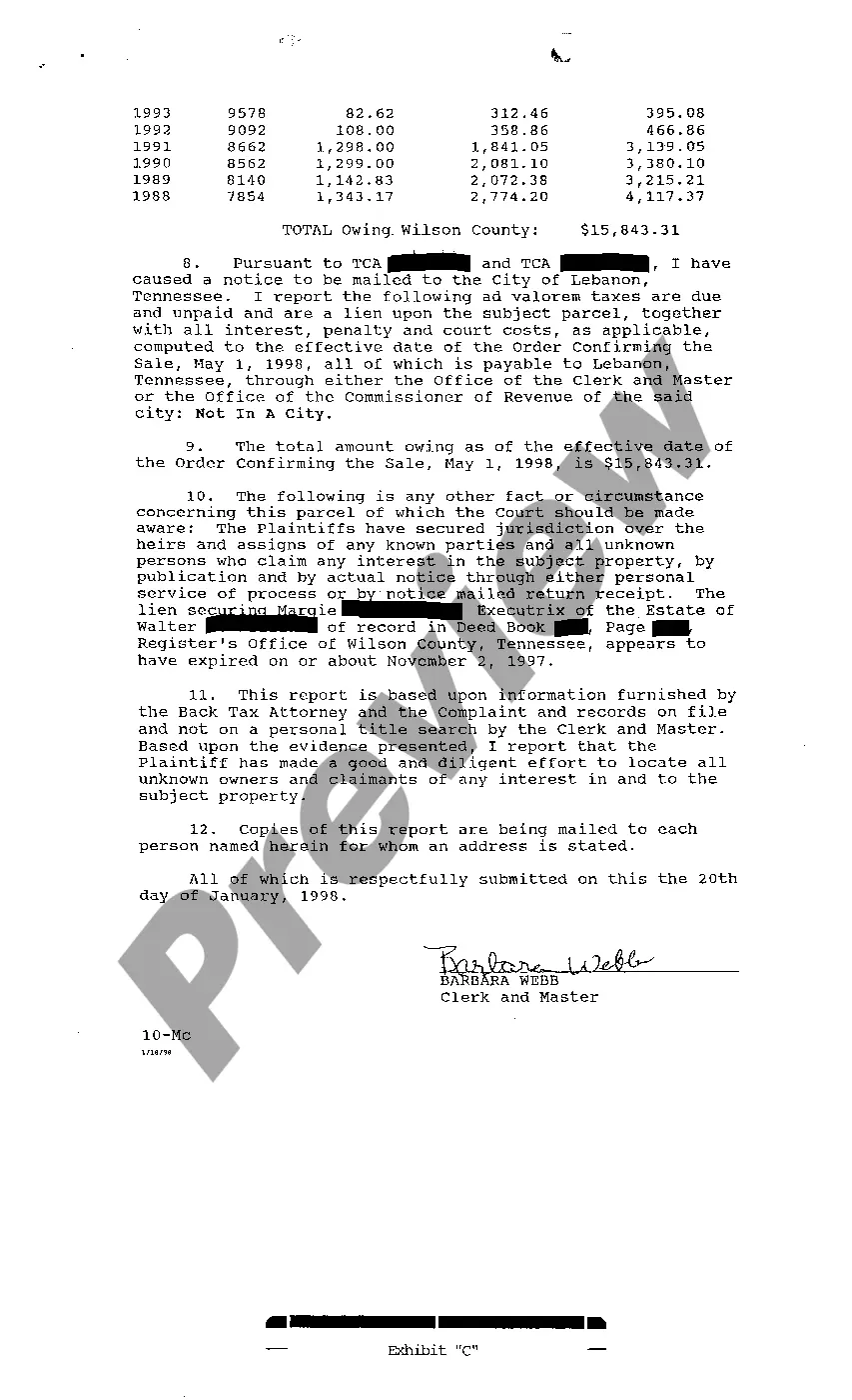 Preview A04 Masters Report of Delinquent Taxes