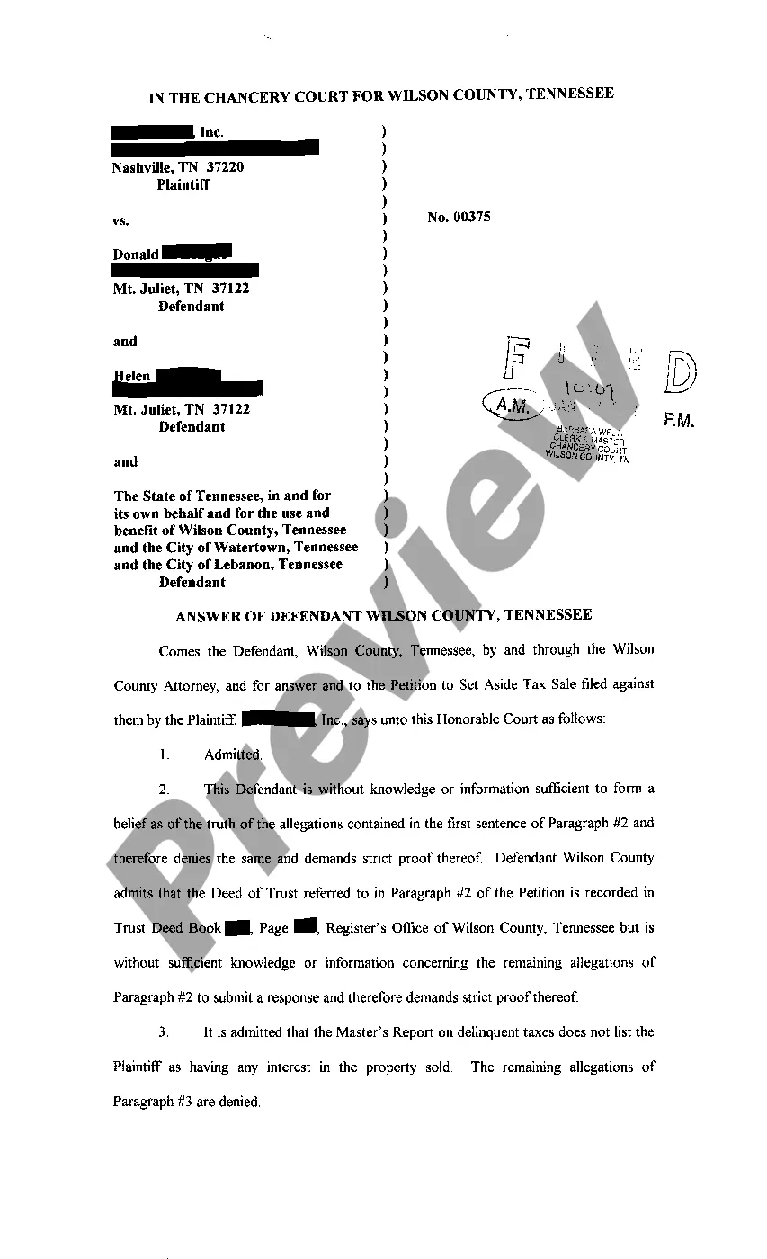 Preview A05 Response To Motion to tender funds