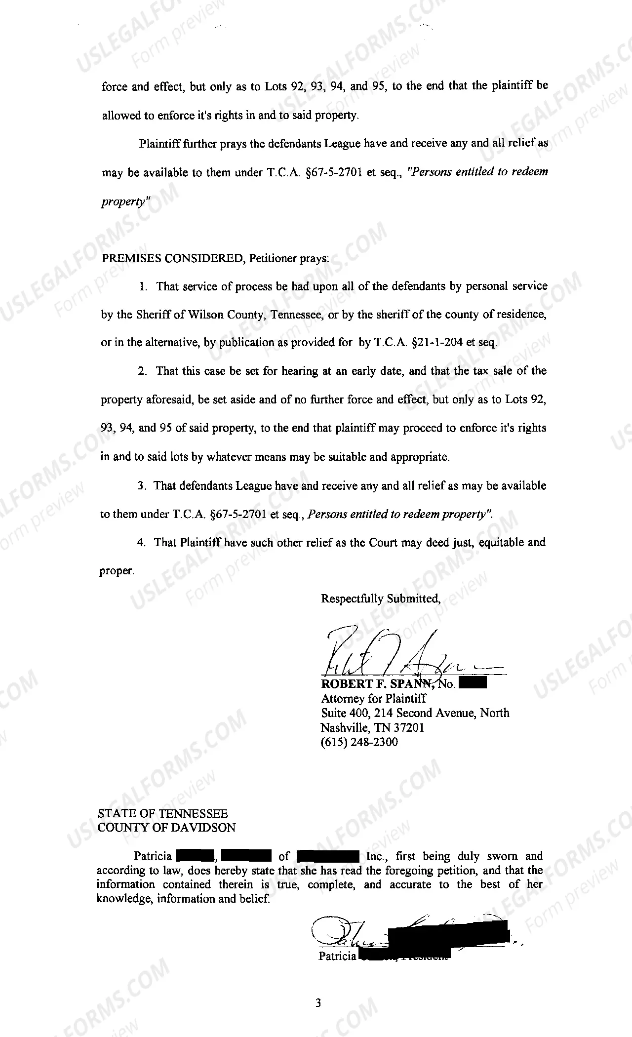 Preview A01 Petition To Set Aside Tax Sale