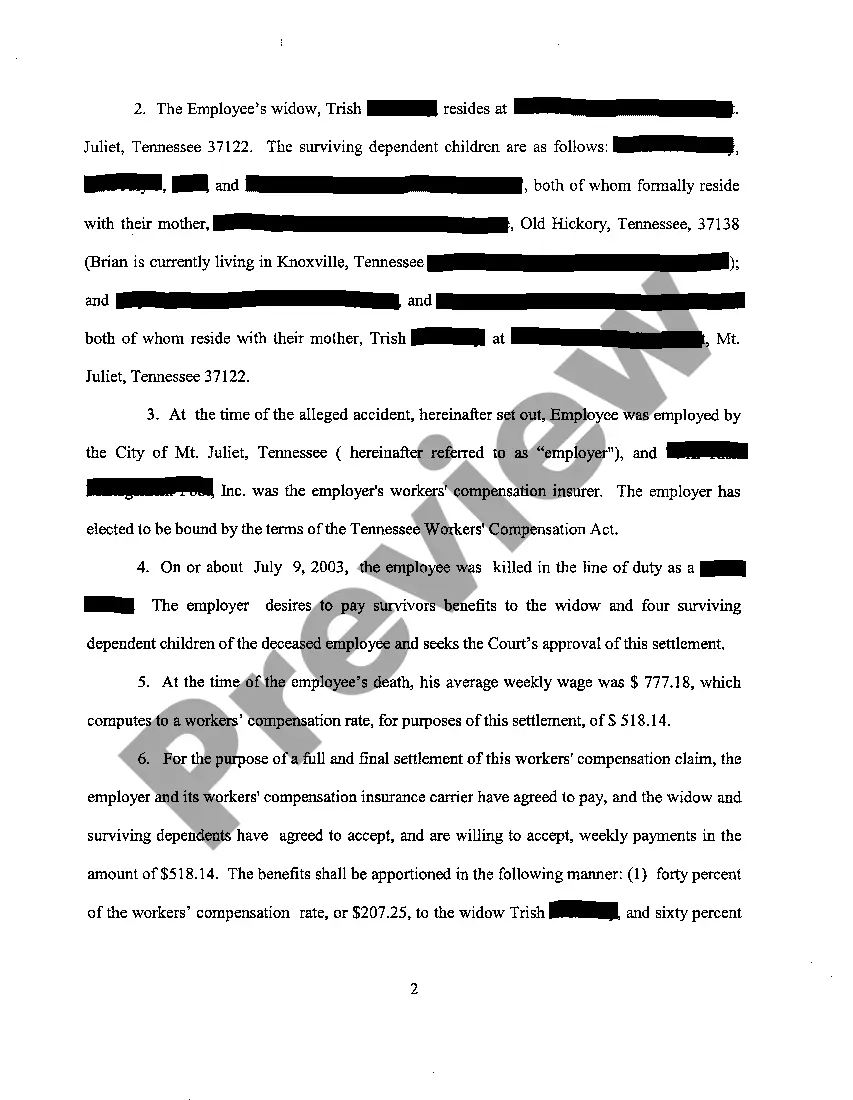 Get A01 Joint Petition For Approval of A Workers Compensation Settlement Preview A01 Joint Petition For Approval of A Workers Compensation Settlement