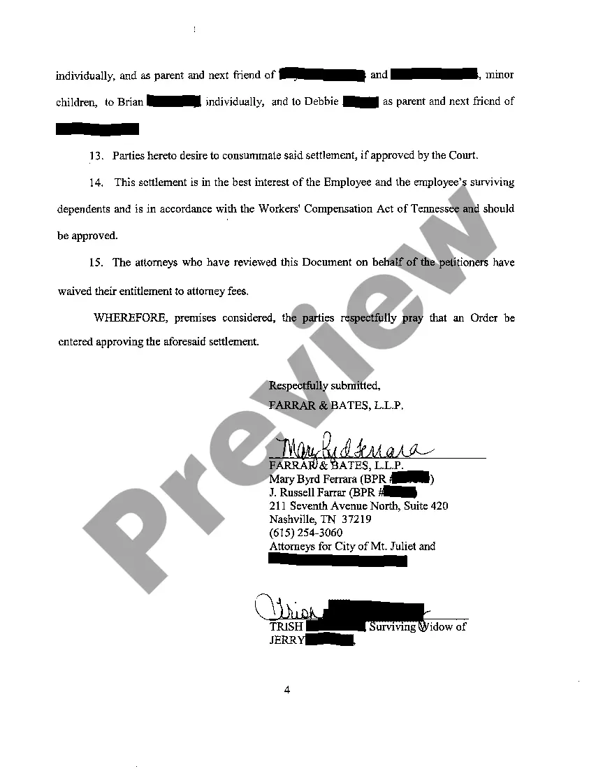 Get A01 Joint Petition For Approval of A Workers Compensation Settlement Preview A01 Joint Petition For Approval of A Workers Compensation Settlement