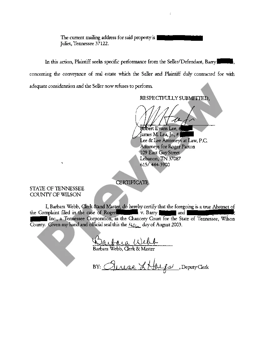 Preview A03 Abstract of Suit for Liens Lis Pendens of Real Property