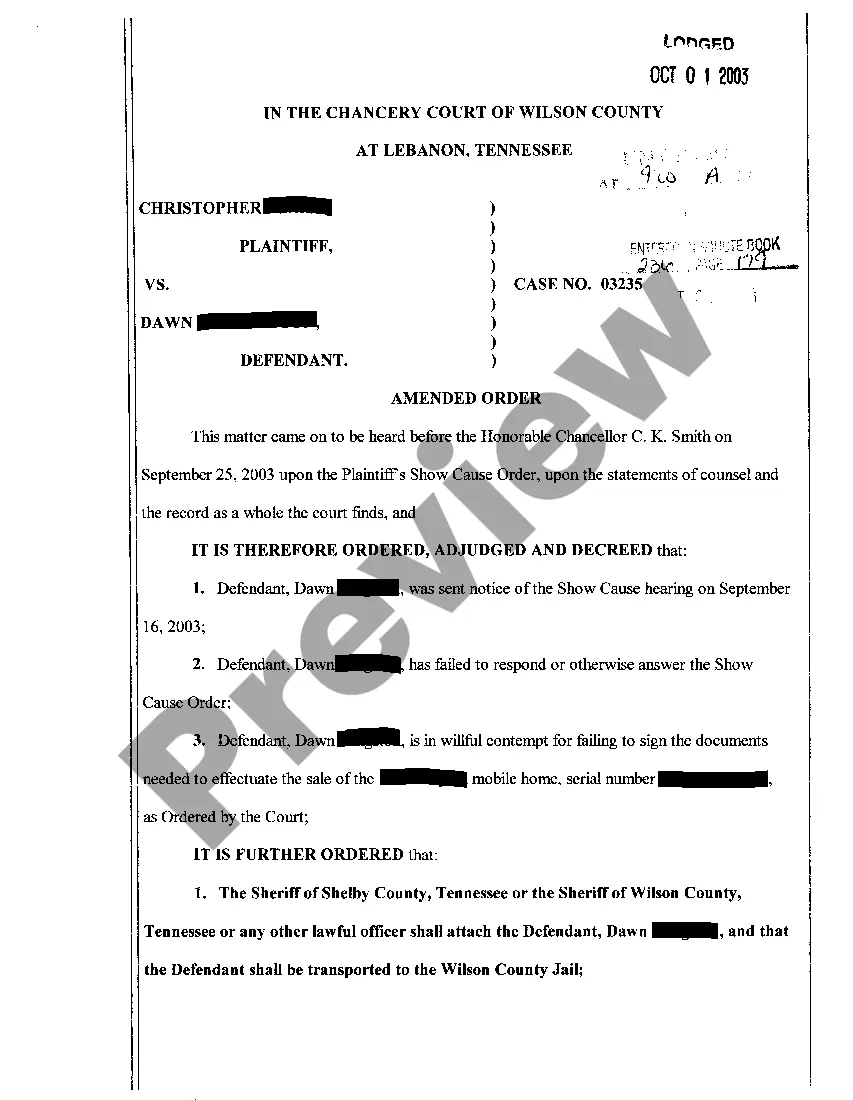 Get A05 Show Cause Order regarding contempt Preview A05 Show Cause Order regarding contempt