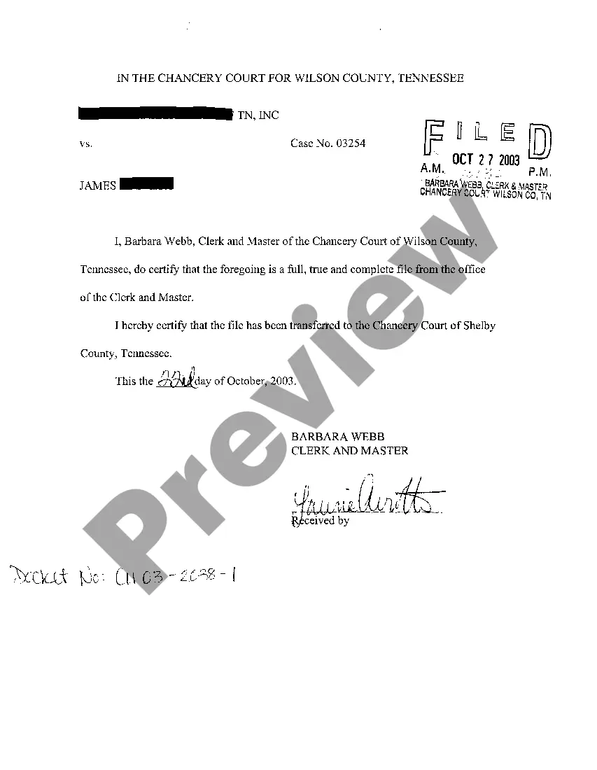 Preview A04 Agreed Order to Transfer Case to Different Chancery Court