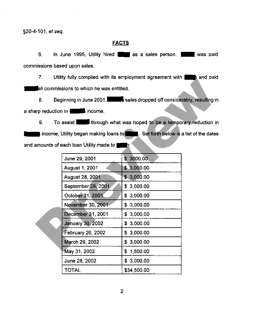 Preview A01 Complaint for Demand for Payment