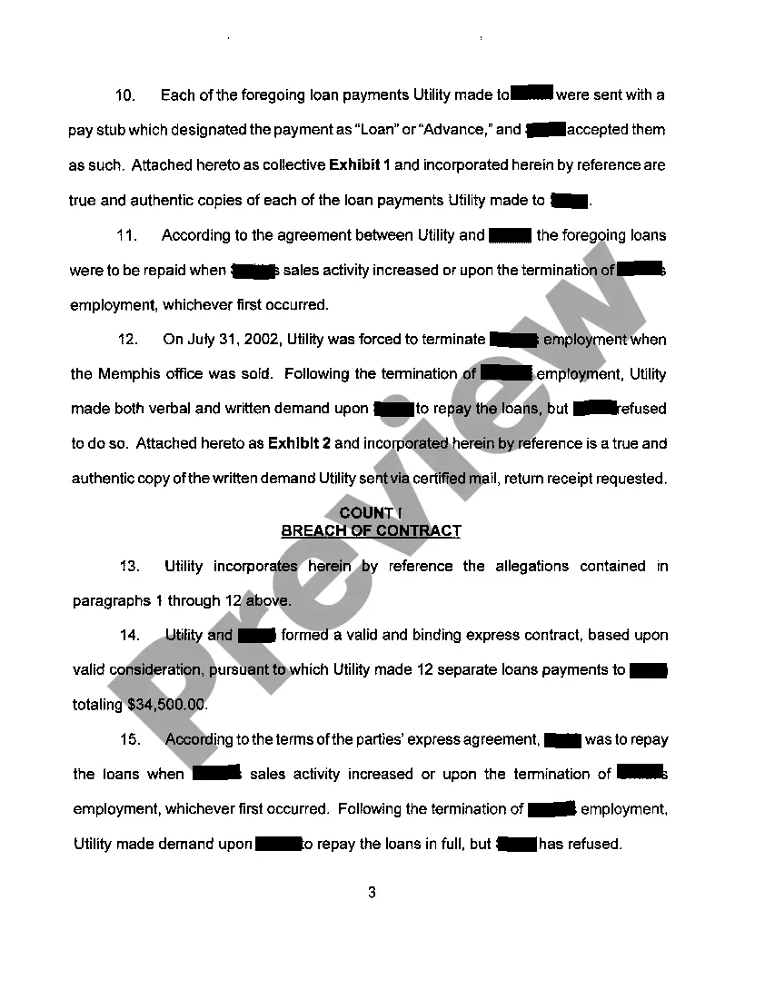 Preview A01 Complaint for Demand for Payment