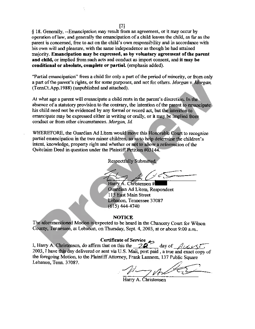 Get A03 Motion For Partial Emancipation of Minor Child Preview A03 Motion For Partial Emancipation of Minor Child