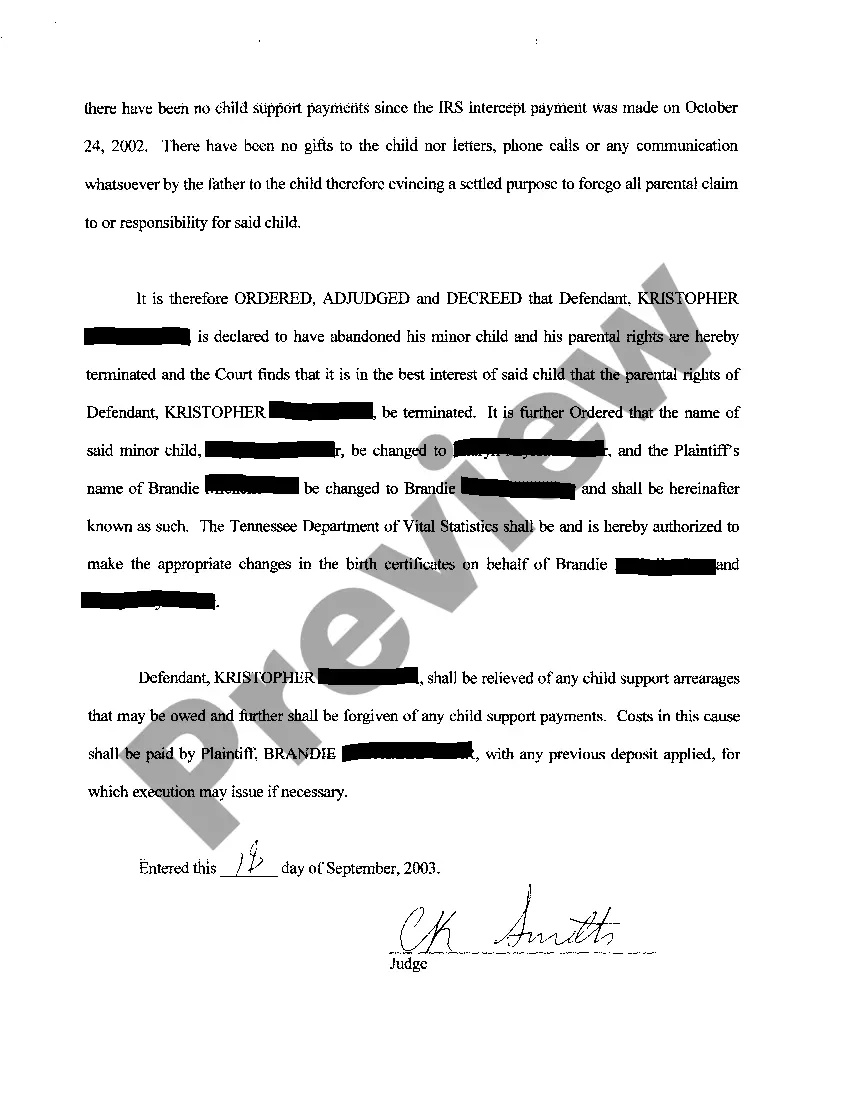 Preview A02 Order for Default Judgment and Termination of Parental Rights