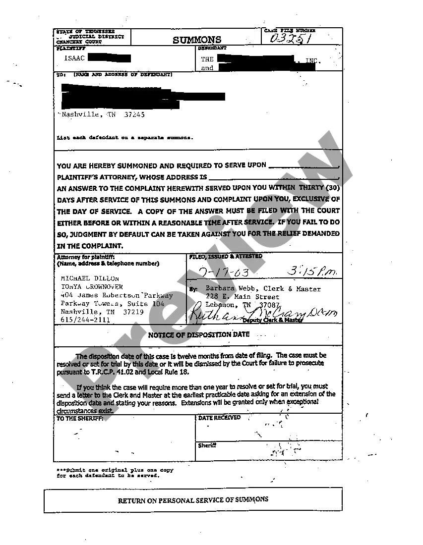 Preview A03 Affidavit regarding service