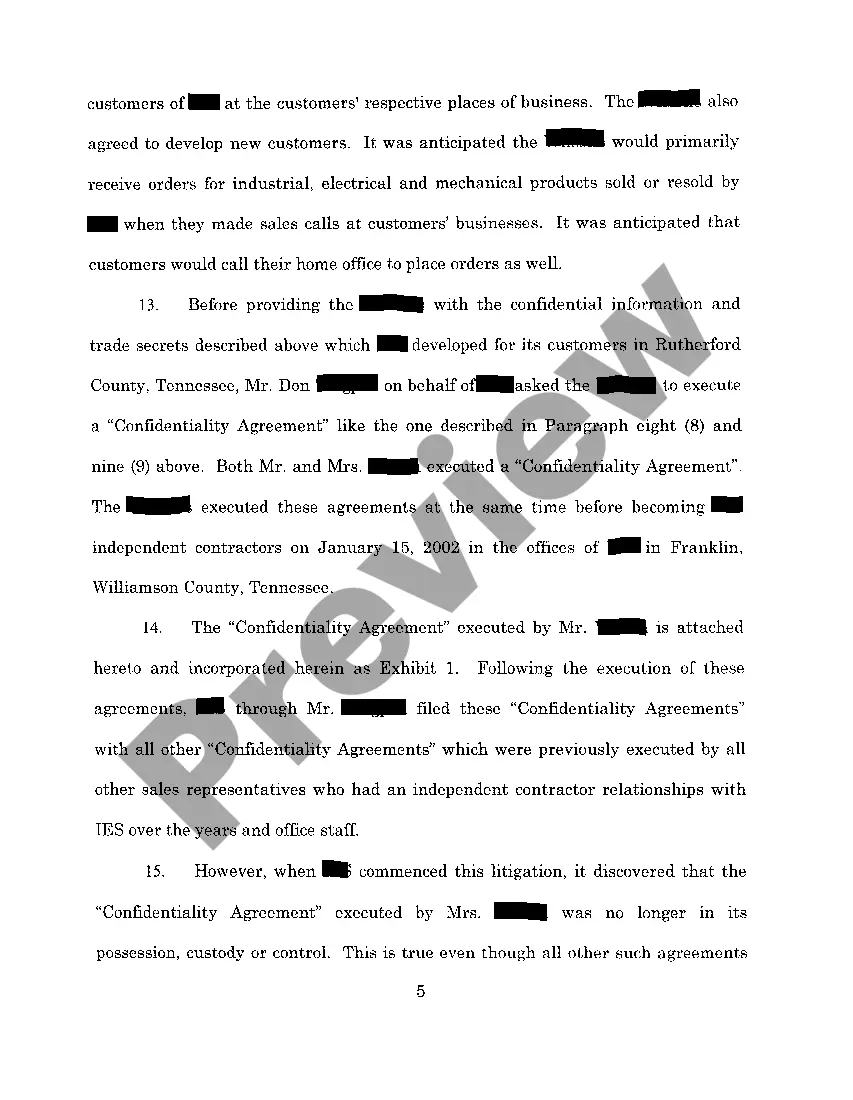 Preview A01 Verified Complaint alleging violation of confidentiality agreement