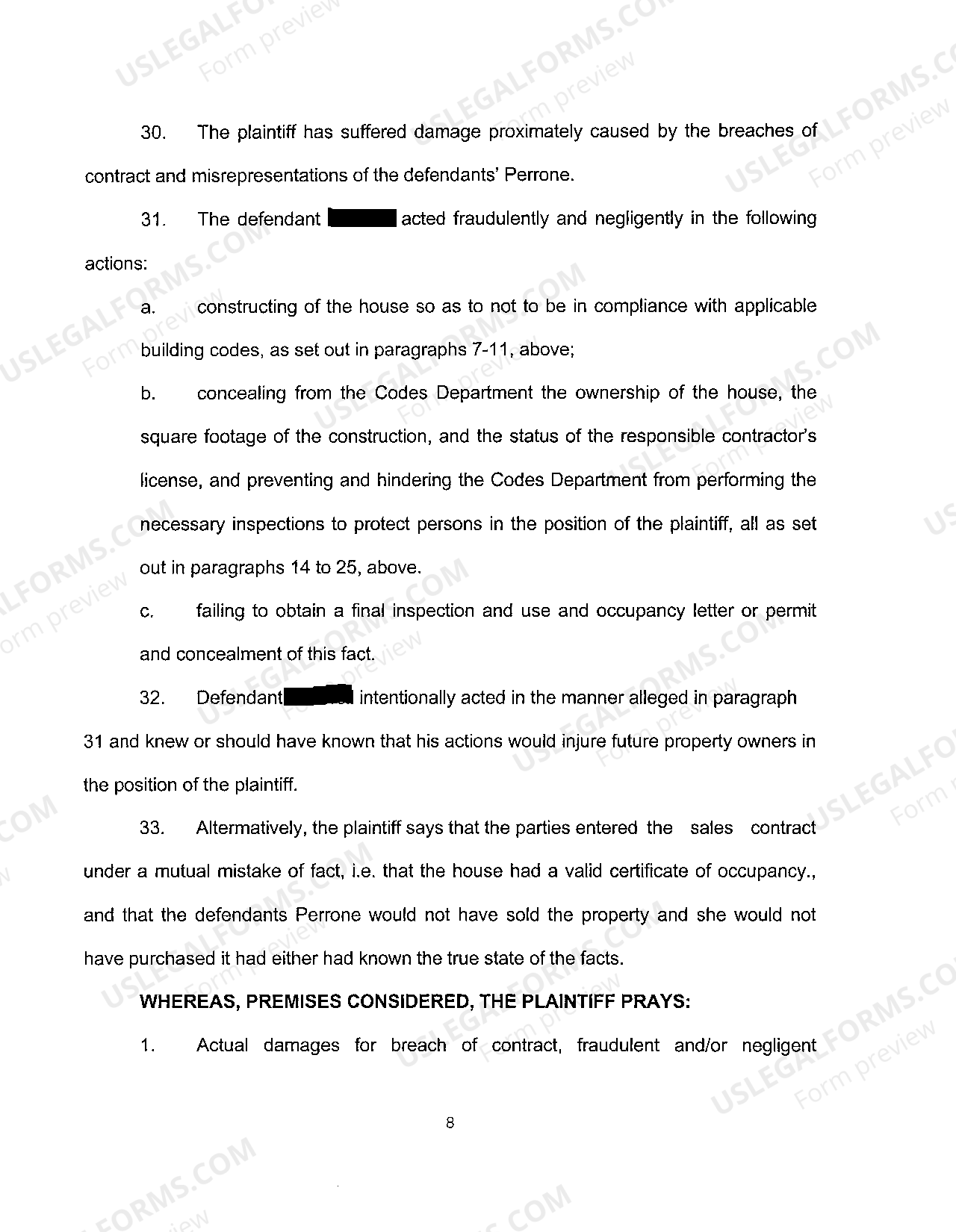 Tennessee Complaint regarding Misrepresentations in Sales Contract US