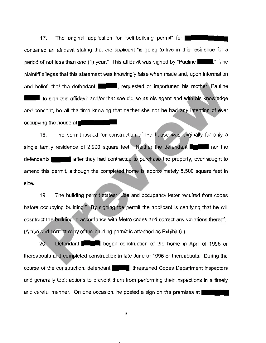 Preview A01 Complaint regarding Misrepresentations in Sales Contract