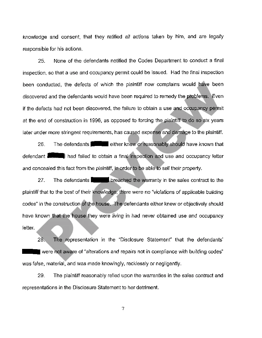 Preview A01 Complaint regarding Misrepresentations in Sales Contract