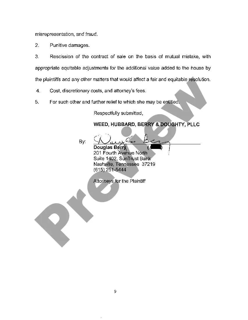 Preview A01 Complaint regarding Misrepresentations in Sales Contract