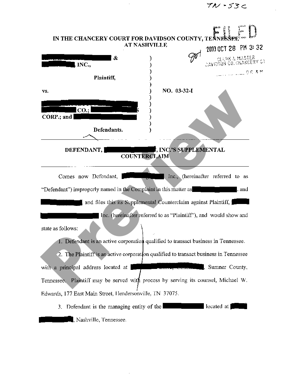 page 0 A04 Defendant's Supplemental Counterclaim for Breach of Contract preview