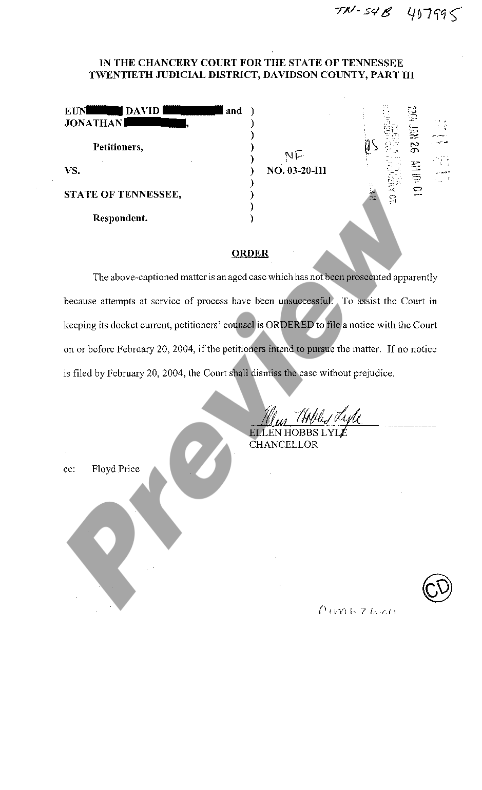 page 0 A04 Order to dismiss for failure to prosecute preview