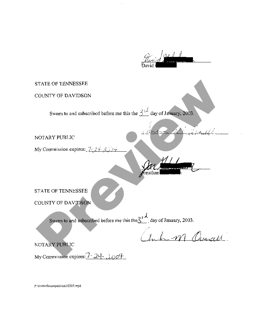 Petition For Return Of Seized Property Form US Legal Forms