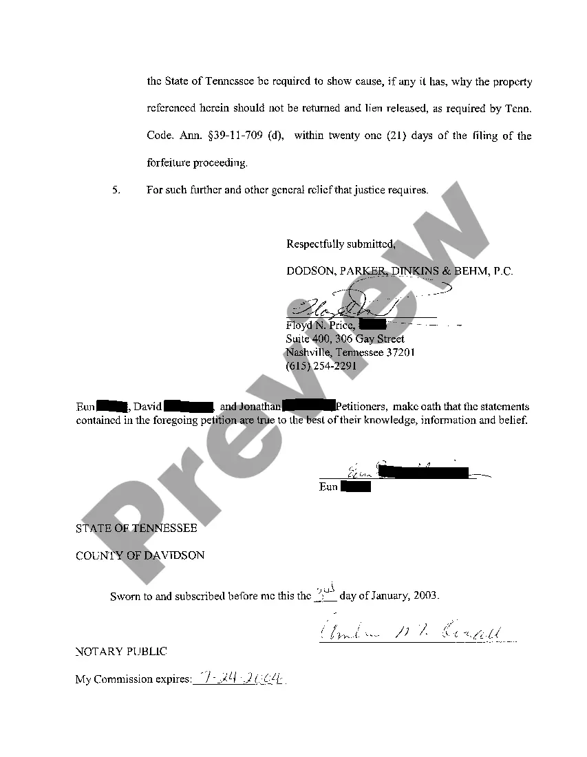 Get A01 Petition To Return Seized Property Preview A01 Petition To Return Seized Property