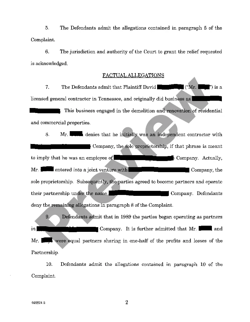 Preview A02 Sworn Answer And Counterclaim