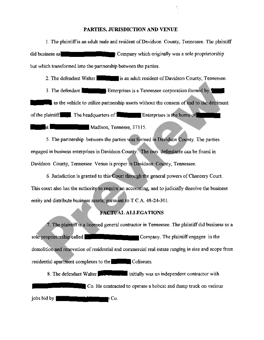 Preview A01 Complaint seeking Dissolution and Split of Assets